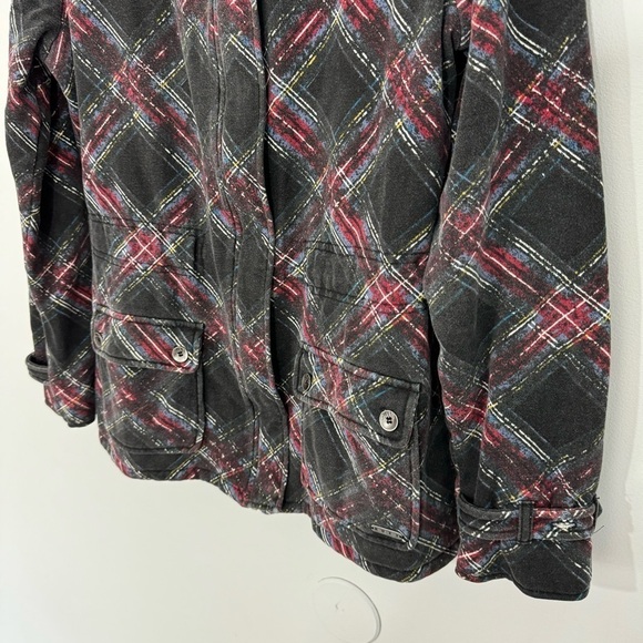 Vintage 2000s Y2k Roxy Zip Up Sweatshirt Jacket Womens L Black Plaid Cozy GUC - Picture 4 of 13